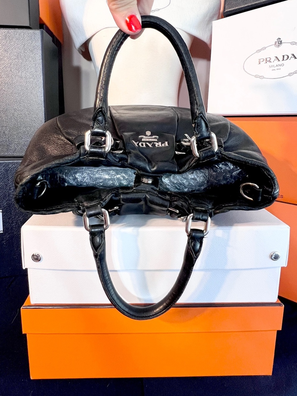 Prada! Black soft buttery Leather
Handbag! Offers always welcome!⭐️ - Picture 13 of 14